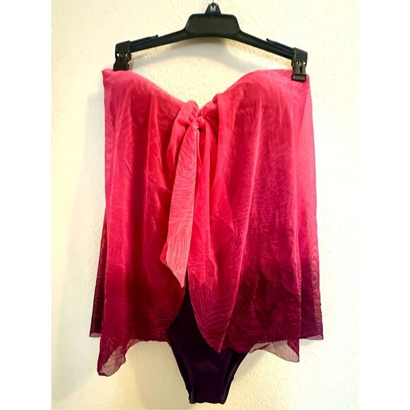 NWT Lauren Ralph Lauren Pink Ombre Palm Flyaway One-Piece Swimsuit Pink ombre/ p - Picture 5 of 8